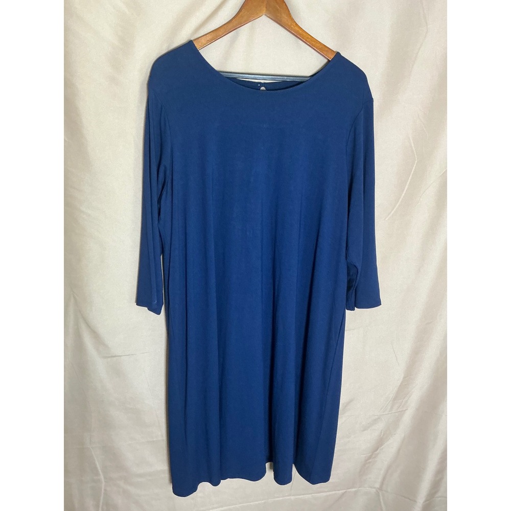 J. Jill Wearever Knit Dress Womens XL Navy Blue Excellent 3/4 Sleeve A-Line - Picture 4 of 11